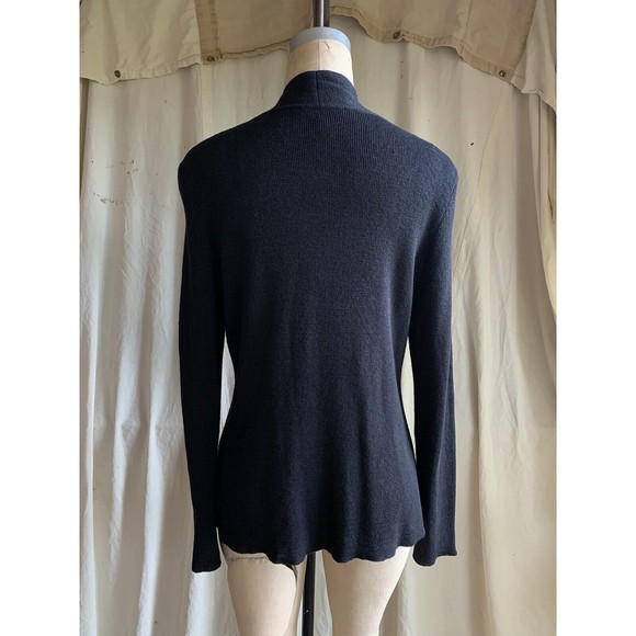 Eileen Fisher Minimal Open Charcoal Linen Knit Cardigan With Modern Pin Closure - Picture 4 of 6